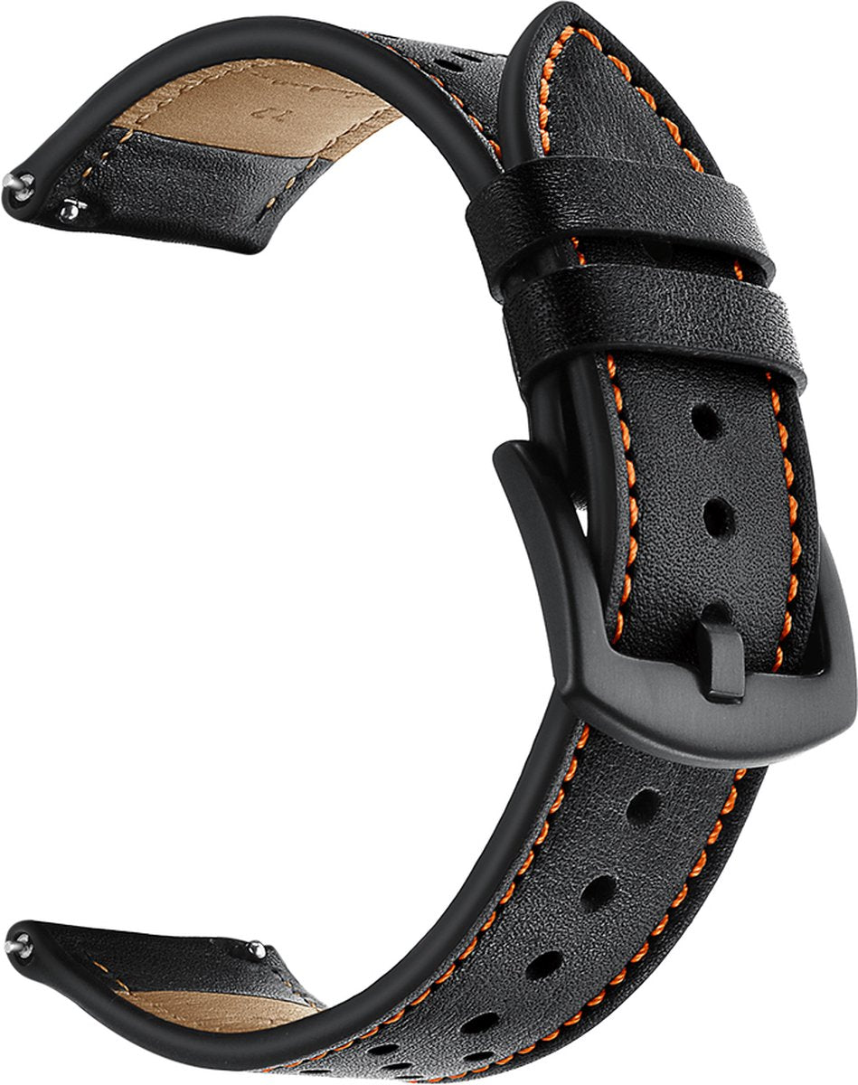 YONO Leer Air Bandje 22mm - Horlogebandje geschikt voor Samsung Galaxy Watch 46mm / 3 (45mm) / Gear s3 - Polar Vantage M2 / Grit X - Huawei Watch GT 3 (pro) / 2 - Amazfit GTR - Zwart
