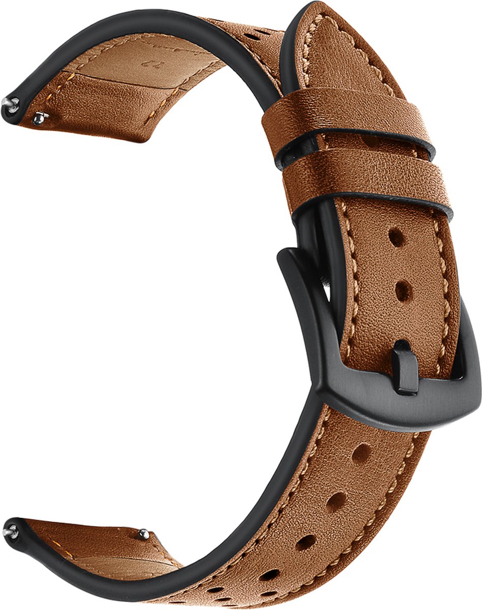 YONO Leer Air Bandje 22mm - Horlogebandje geschikt voor Samsung Galaxy Watch 46mm / 3 (45mm) / Gear s3 - Polar Vantage M2 / Grit X - Huawei Watch GT 3 (pro) / 2 - Amazfit GTR - Bruin