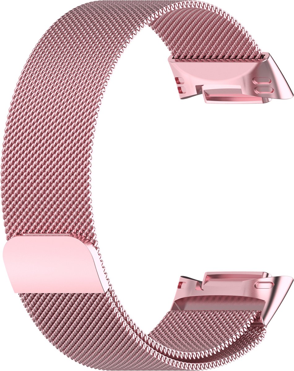 YONO Milanees Bandje geschikt voor Fitbit Charge 5 / 6 - Milanese Vervangende Armband - Roze
