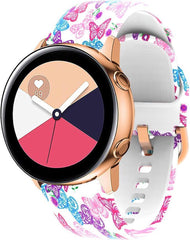 YONO Siliconen Special Bandje 20mm - Horlogebandje geschikt voor Samsung Galaxy Watch 7 / 6 / 5 / Pro / 4 / 3 / Active 2 - Polar Ignite / Unite – Huawei - Vlinder