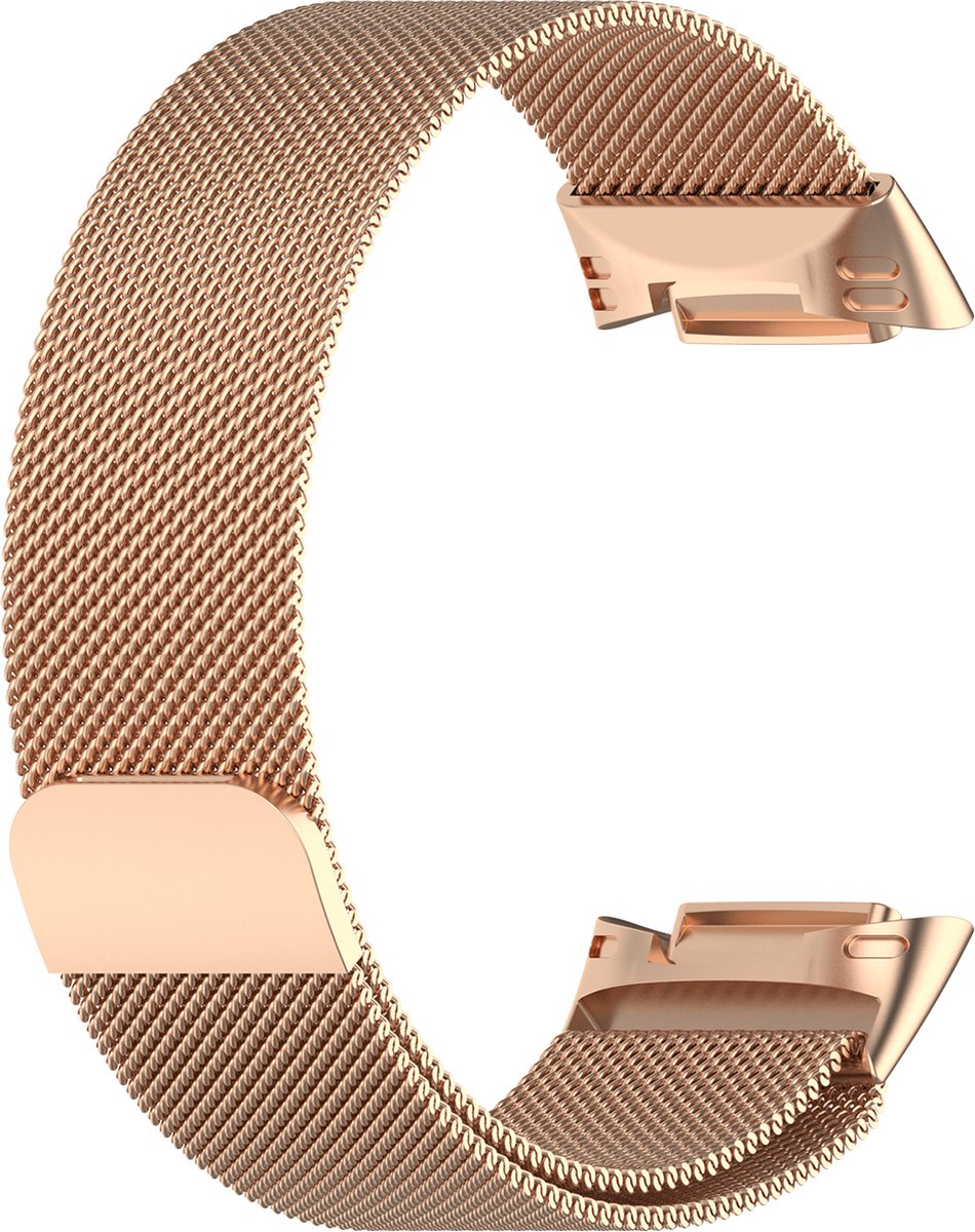 YONO Milanees Bandje geschikt voor Fitbit Charge 5 / 6 - Milanese Vervangende Armband - Rose Gold