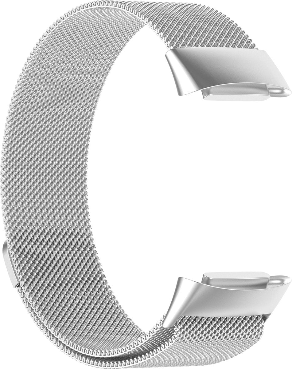 YONO Milanees Bandje geschikt voor Fitbit Charge 5 / 6 - Milanese Vervangende Armband - Zilver