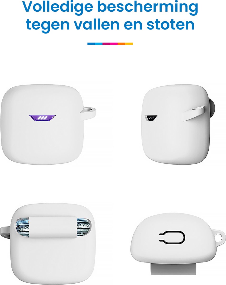 YONO Soft Case geschikt voor JBL Tune Flex - Siliconen Hoesje met Clip - Wit