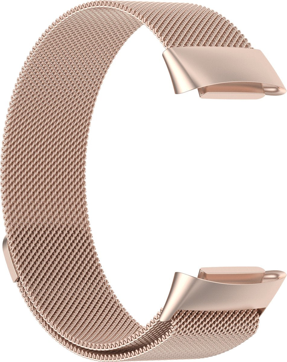 YONO Milanees Bandje geschikt voor Fitbit Charge 5 / 6 - Milanese Vervangende Armband - Champagne