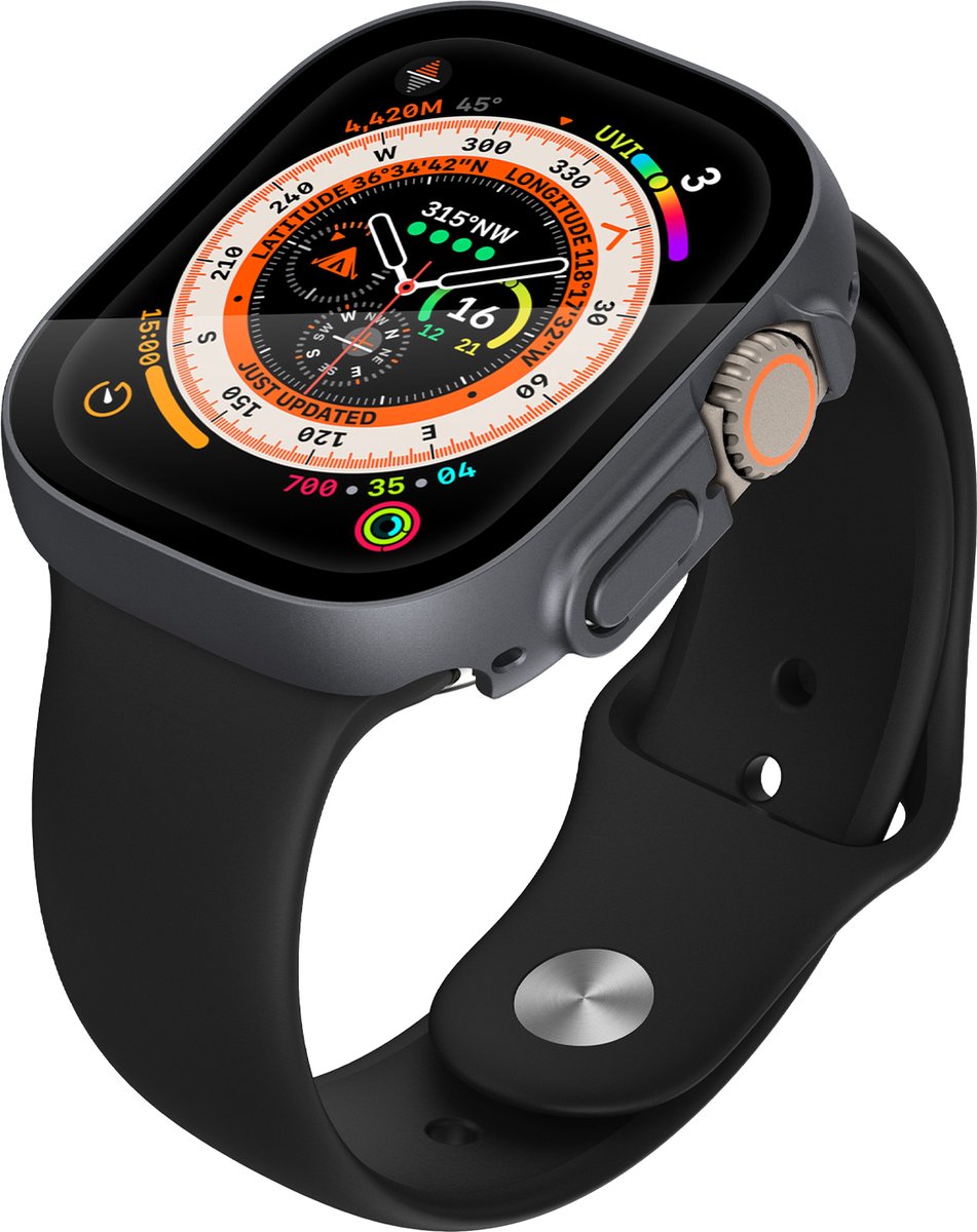 YONO Screen Protector Bumper geschikt voor Apple Watch Ultra (49mm) - Full Cover Case - Hoesje - Grijs
