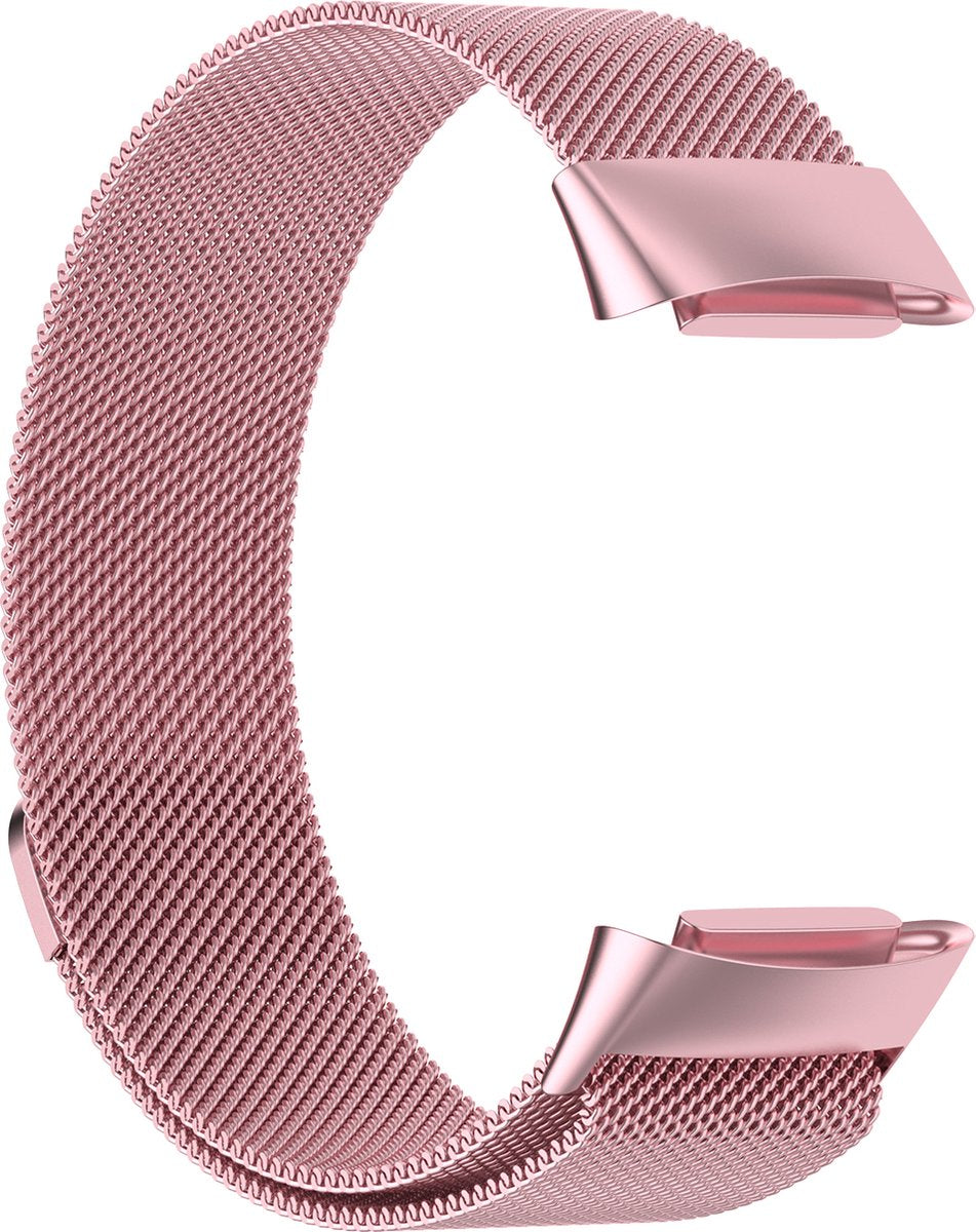 YONO Milanees Bandje geschikt voor Fitbit Charge 5 / 6 - Milanese Vervangende Armband - Roze