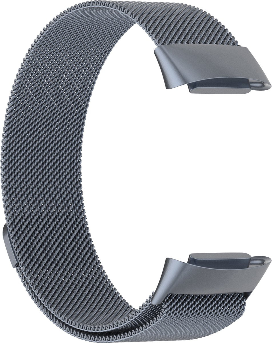 YONO Milanees Bandje geschikt voor Fitbit Charge 5 / 6 - Milanese Vervangende Armband - Grijs