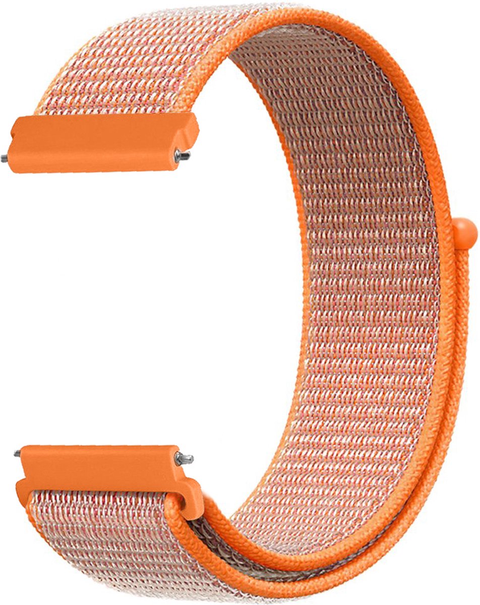 YONO Nylon Velcro Smartwatch Bandje 20mm - Horlogebandje geschikt voor Samsung Galaxy Watch 7 / 6 / 5 / Pro / 4 / 3 / Active 2 - Polar Ignite / Unite – Huawei - Oranje