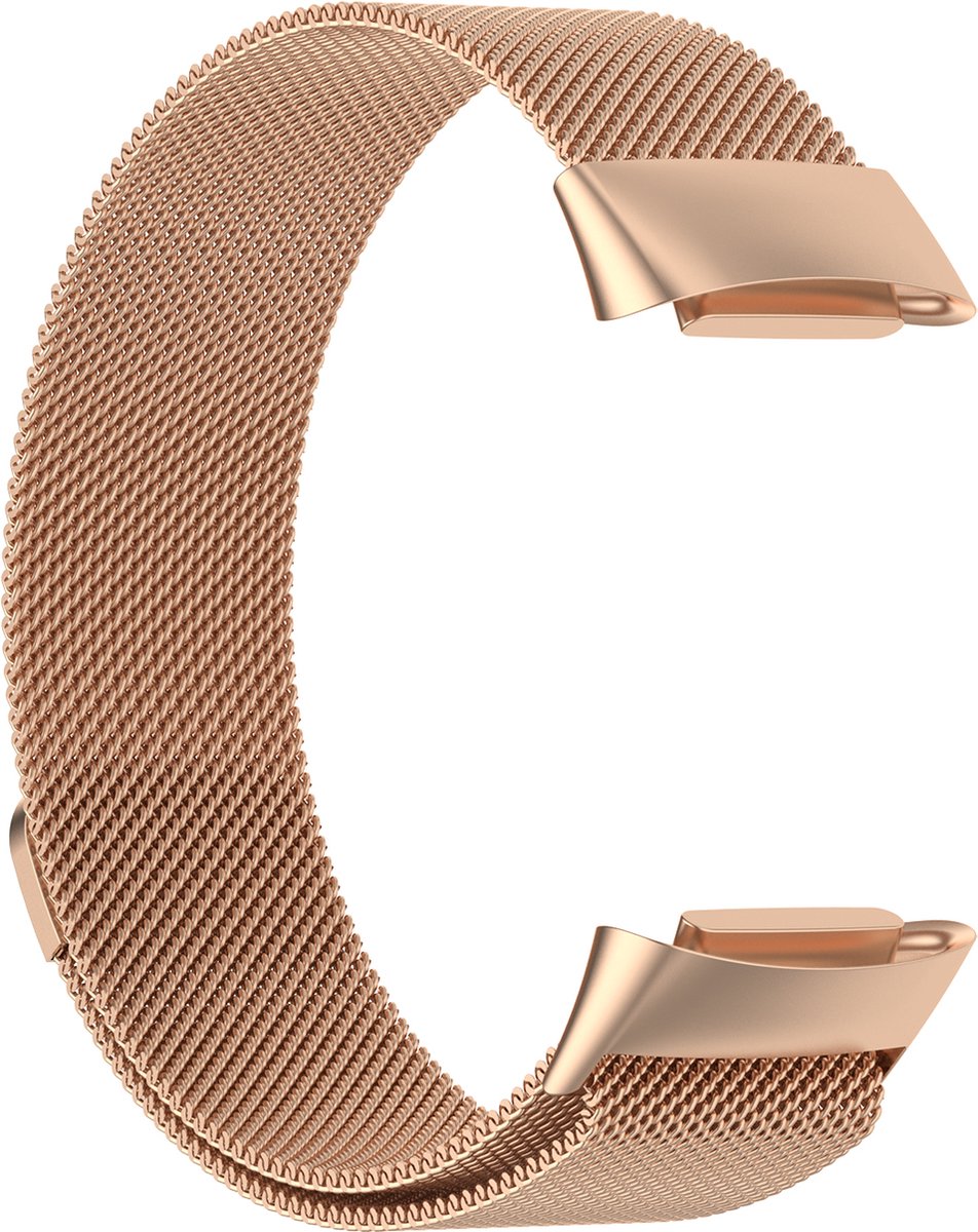 YONO Milanees Bandje geschikt voor Fitbit Charge 5 / 6 - Milanese Vervangende Armband - Rose Gold