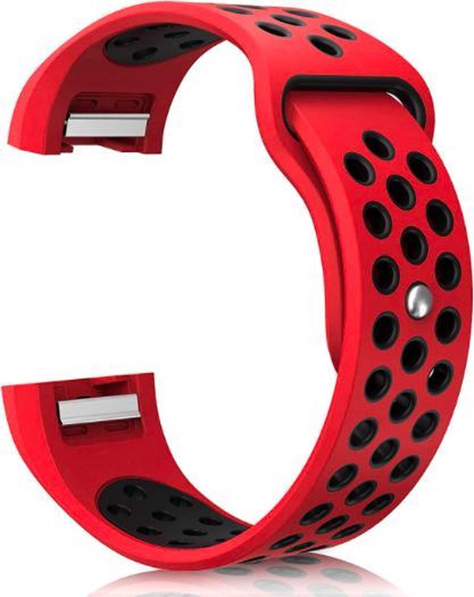 YONO Sport Bandje Rood en Zwart geschikt voor Fitbit Charge 2 – Siliconen Luchtdoorlatende Armband
