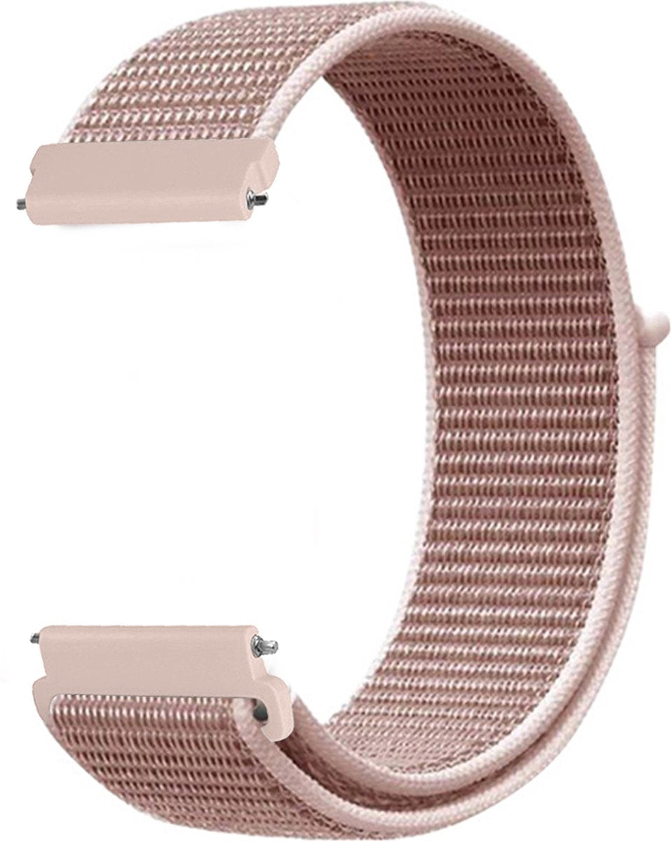 YONO Nylon Velcro Bandje 22mm - Horlogebandje geschikt voor Samsung Galaxy Watch 46mm / 3 (45mm) / Gear s3 - Polar Vantage M2 / Grit X - Huawei Watch GT 3 (pro) / 2 - Amazfit GTR - Lichtroze