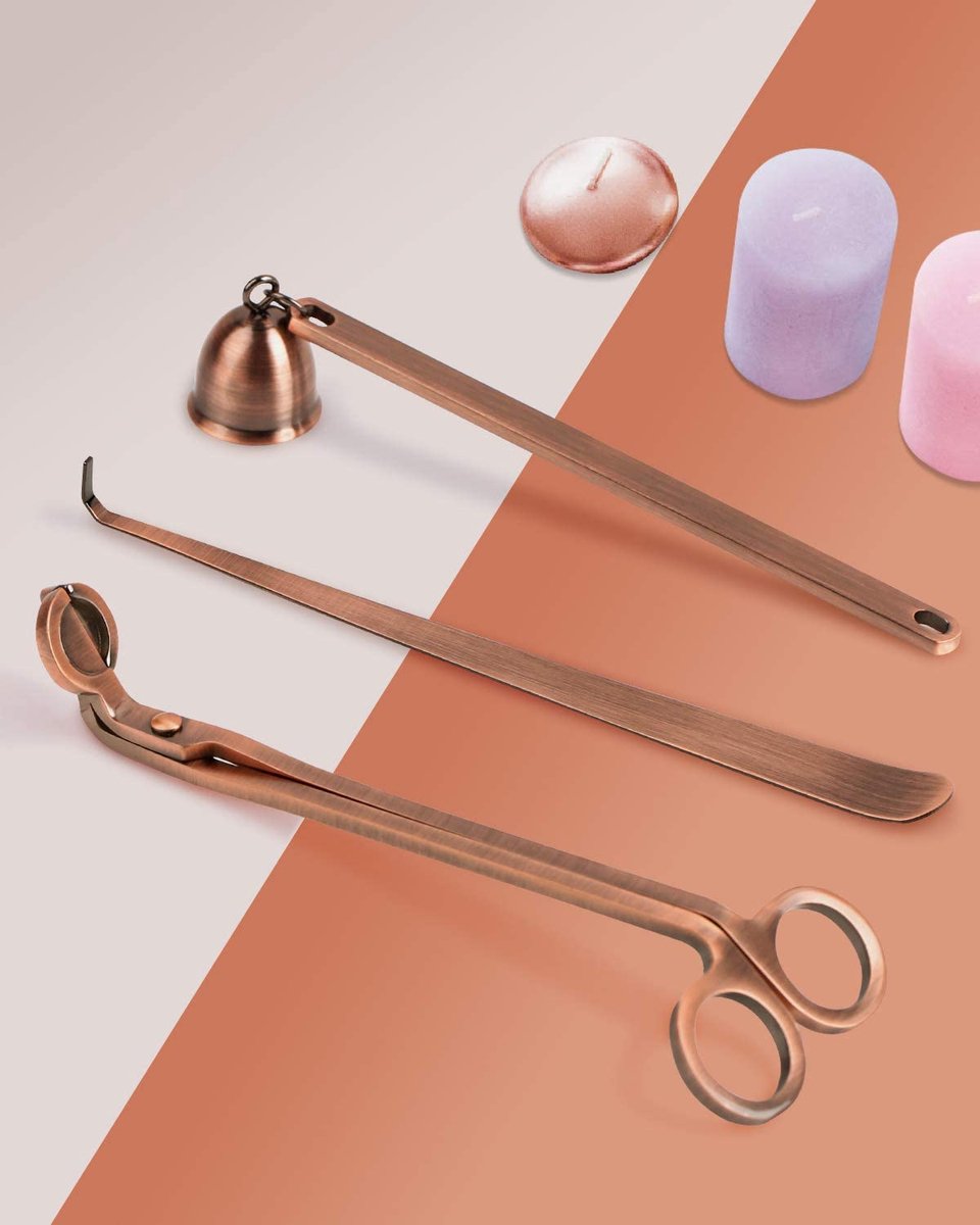 YONO Kaarsendover Set - Candle Snuffer / Wick Trimmer / Dipper - Kaars Dover Waxinelichtjes Accessoires - Bronze