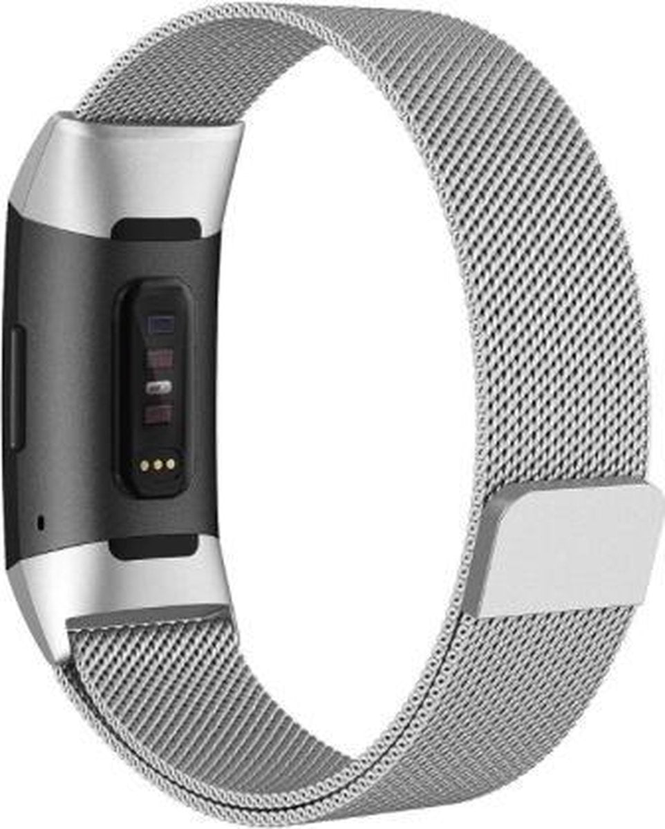 YONO Bandje geschikt voor Fitbit Charge 4 – Charge 3 – Milanees – Zilver - Large