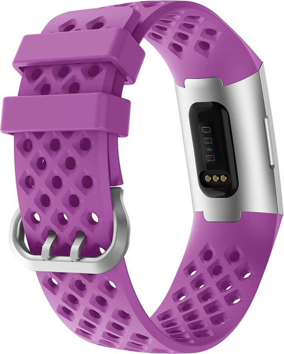 YONO Bandje geschikt voor Fitbit Charge 4/3 – Sport Air - Paars – Large