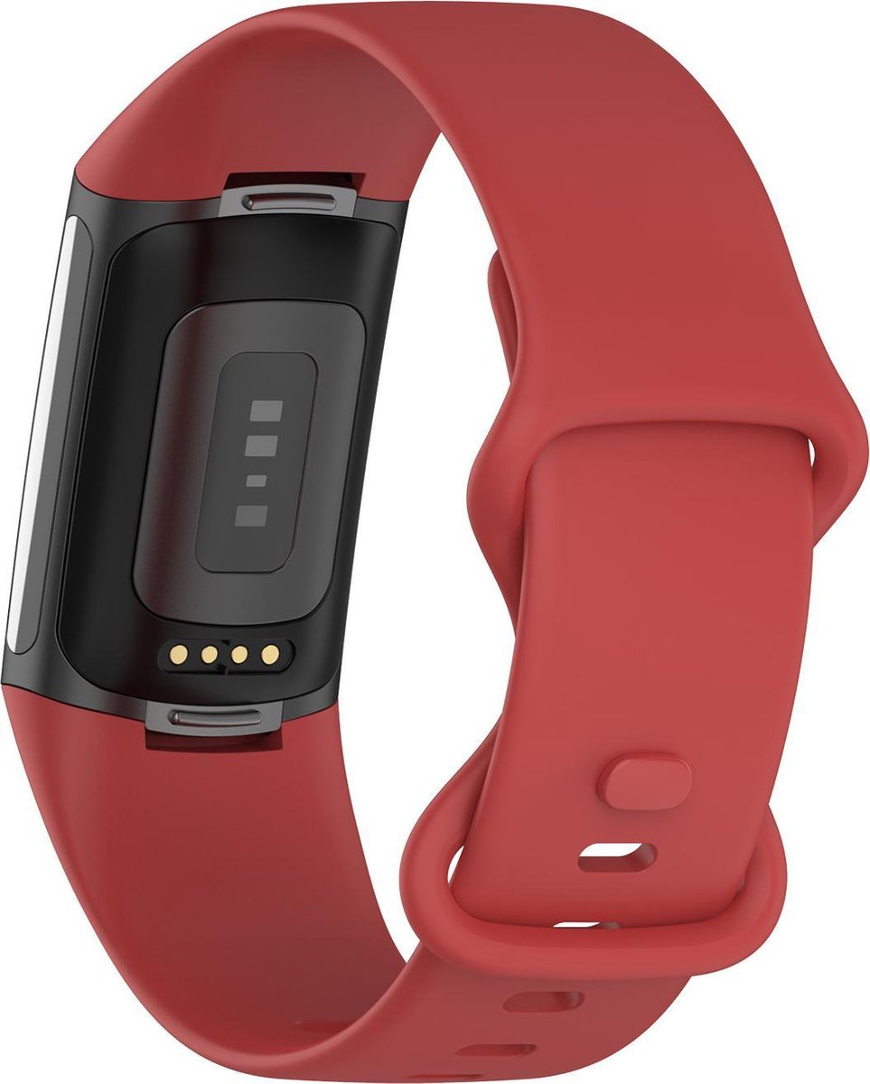 YONO Siliconen Bandje geschikt voor Fitbit Charge 5 / 6 - Rood - Large