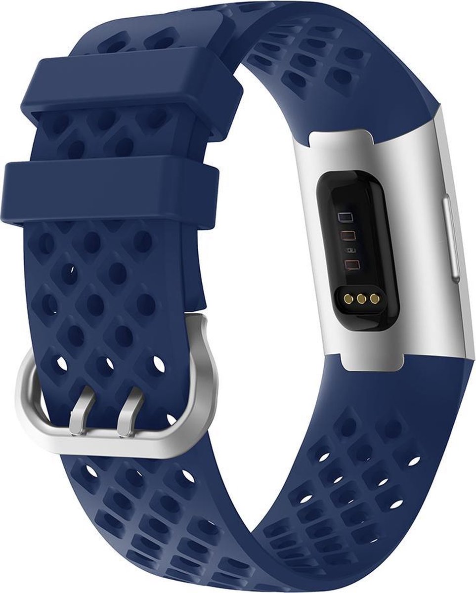 YONO Bandje geschikt voor Fitbit Charge 4/3 – Sport Air – Blauw – Large