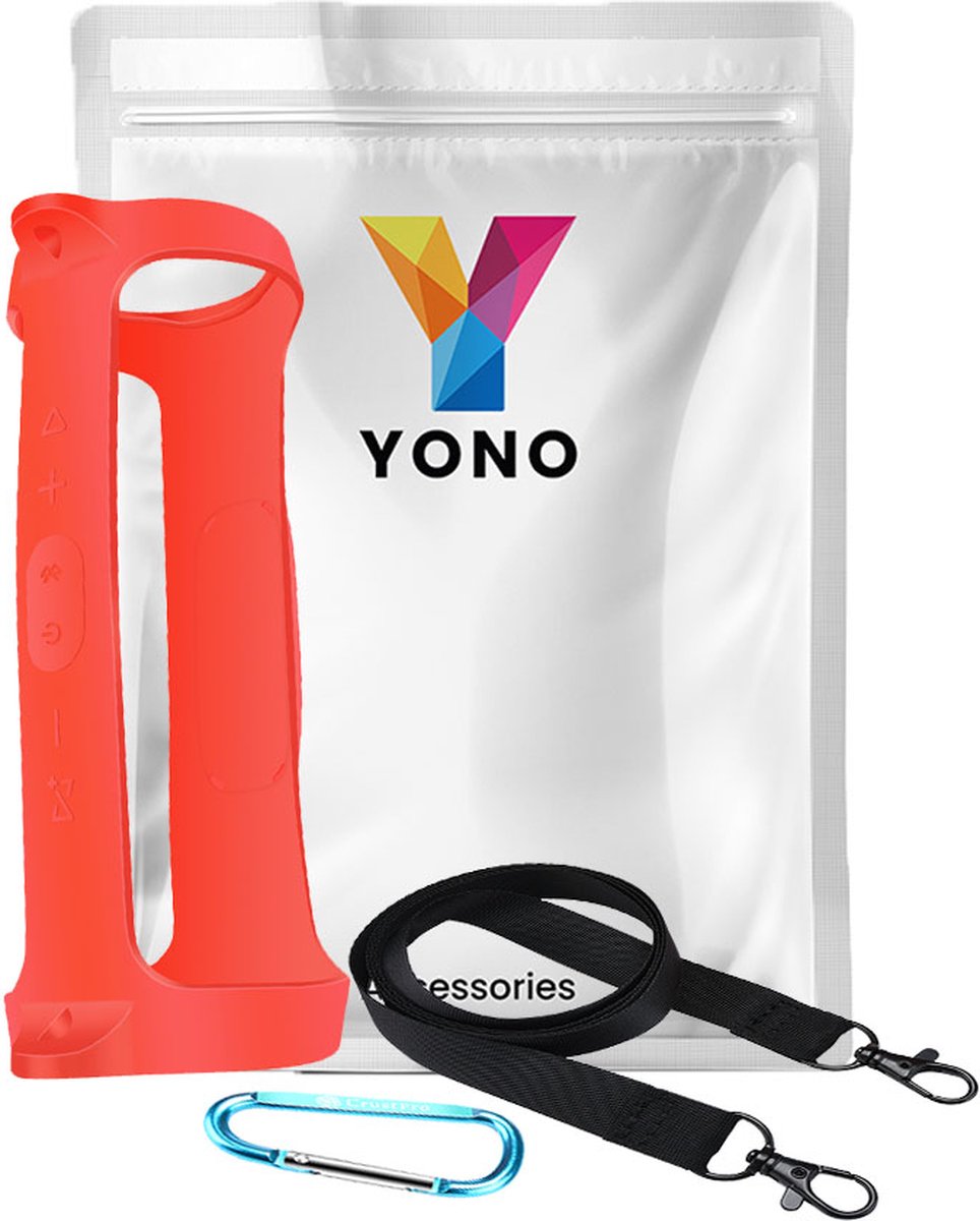 YONO Siliconen Hoes geschikt voor JBL Charge 4 - Case met Draagriem en Clip - Beschermhoes - Rood