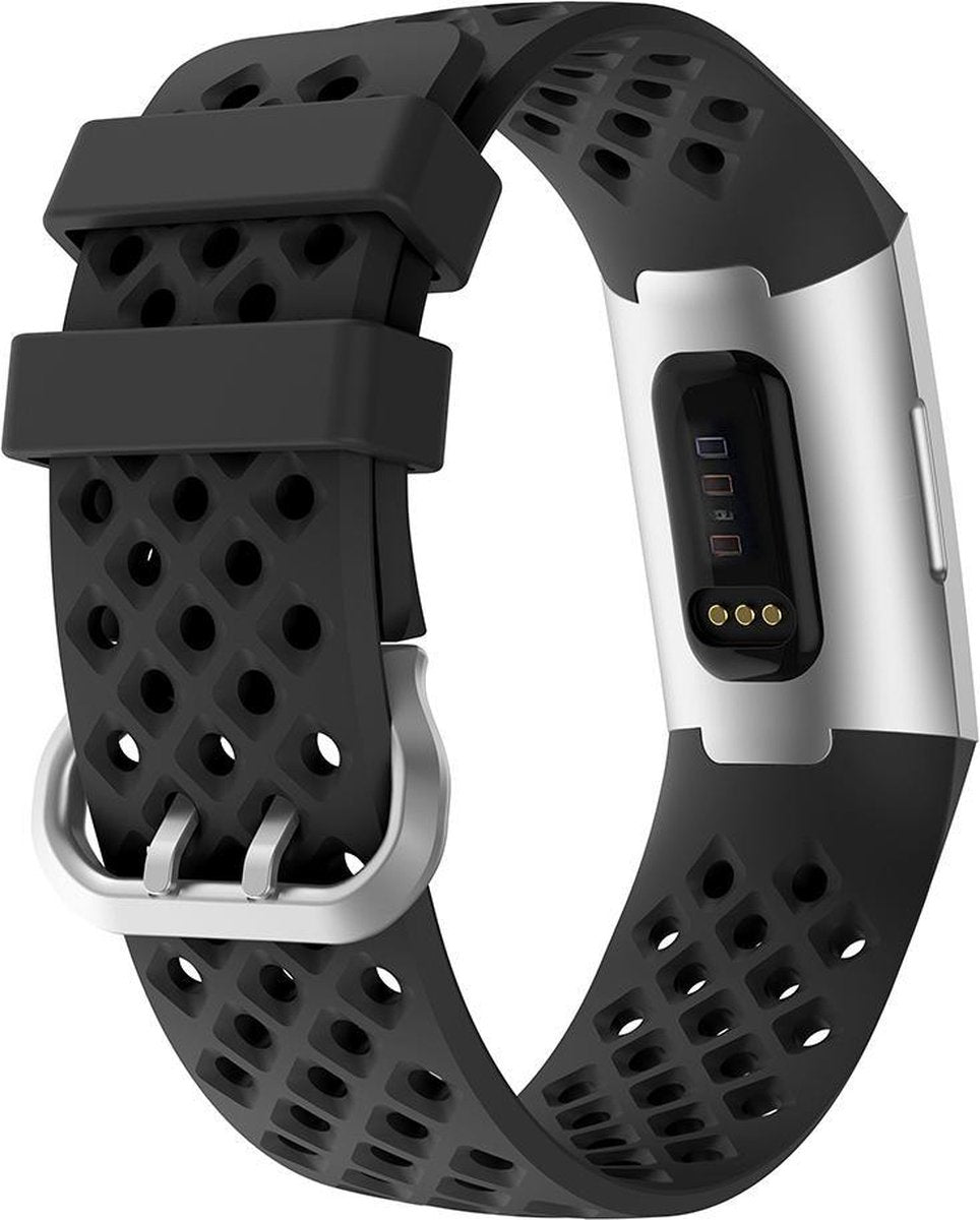 YONO Bandje geschikt voor Fitbit Charge 4/3 – Sport Air – Zwart – Large