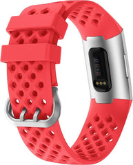 YONO Bandje geschikt voor Fitbit Charge 4/3 – Sport Air – Rood – Large