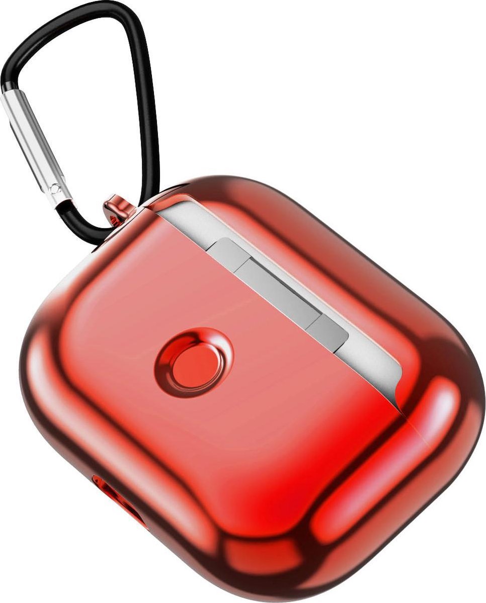 YONO Hoesje geschikt voor Airpods Pro 1/2 – Metallic Soft Case – Rood