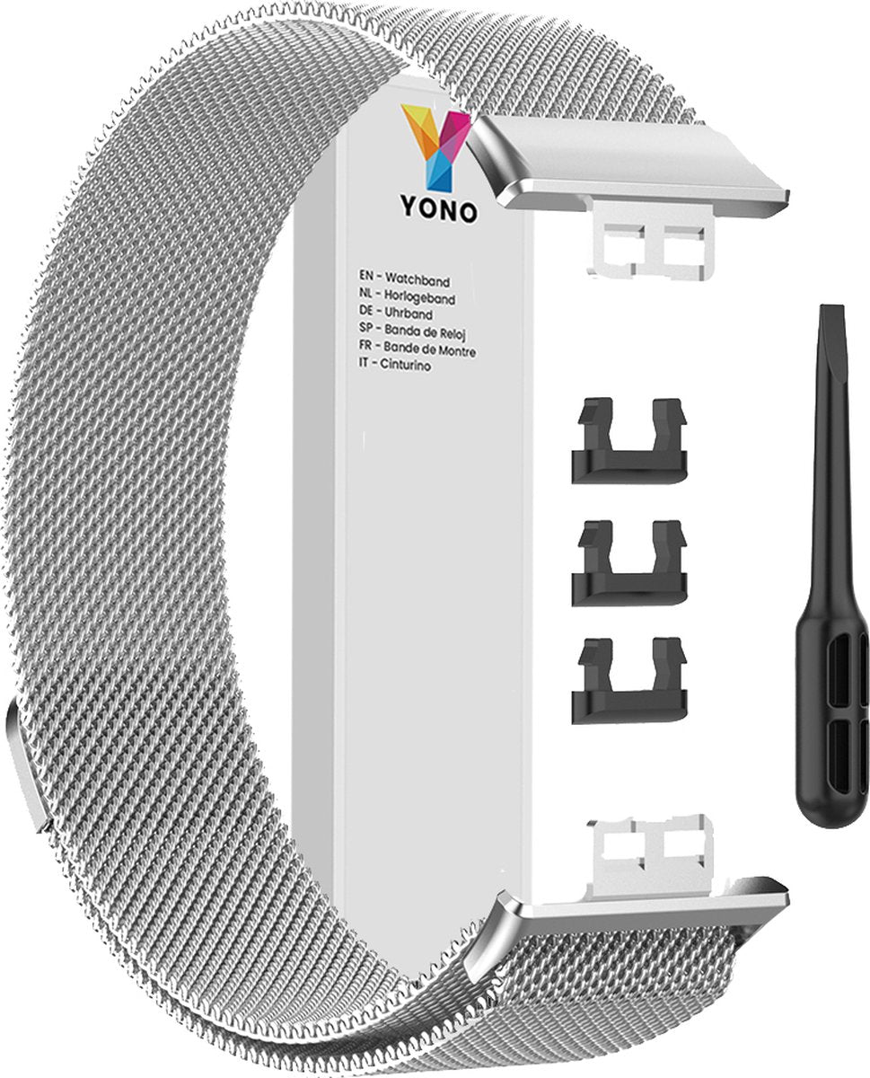 YONO Milanees Bandje geschikt voor Huawei Watch Fit - Milanese Vervangende Armband - Zilver