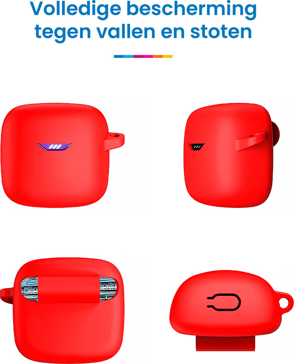 YONO Soft Case geschikt voor JBL Tune Flex - Siliconen Hoesje met Clip - Rood
