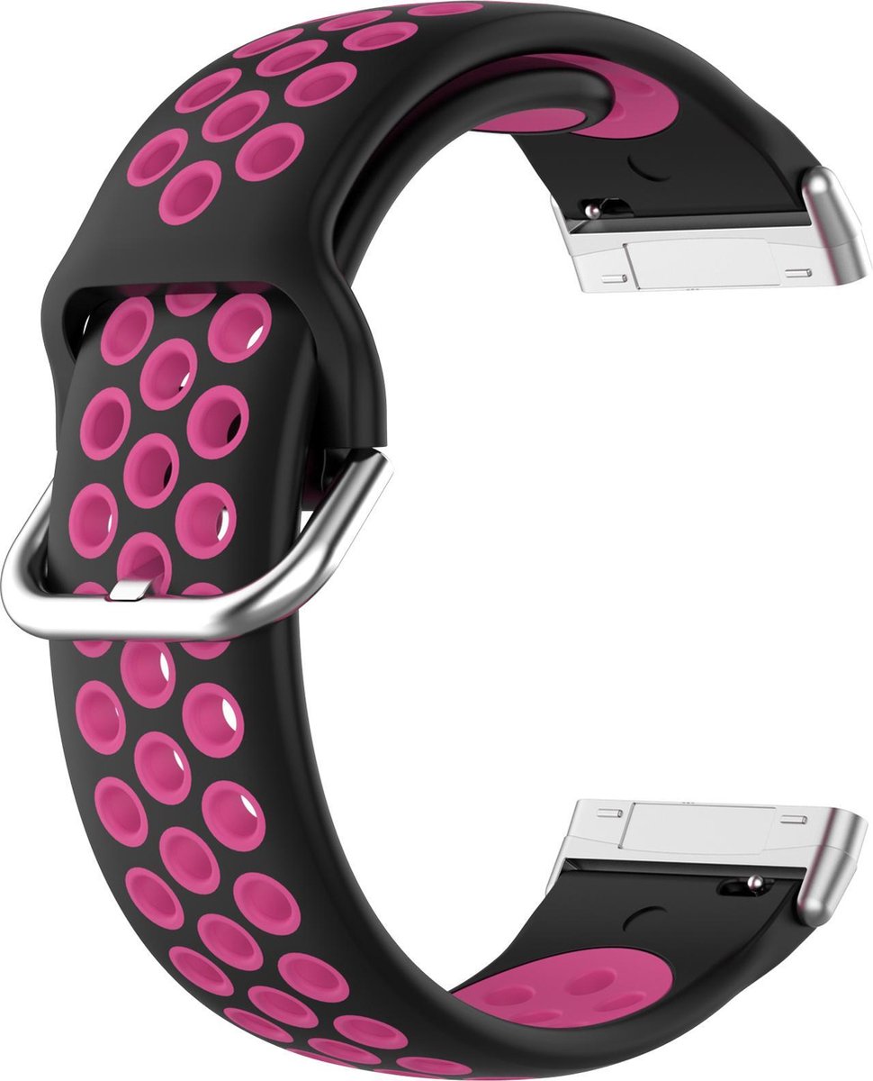 YONO Bandje geschikt voor Fitbit Versa 3 / Sense - Sport Air - Zwart / Roze