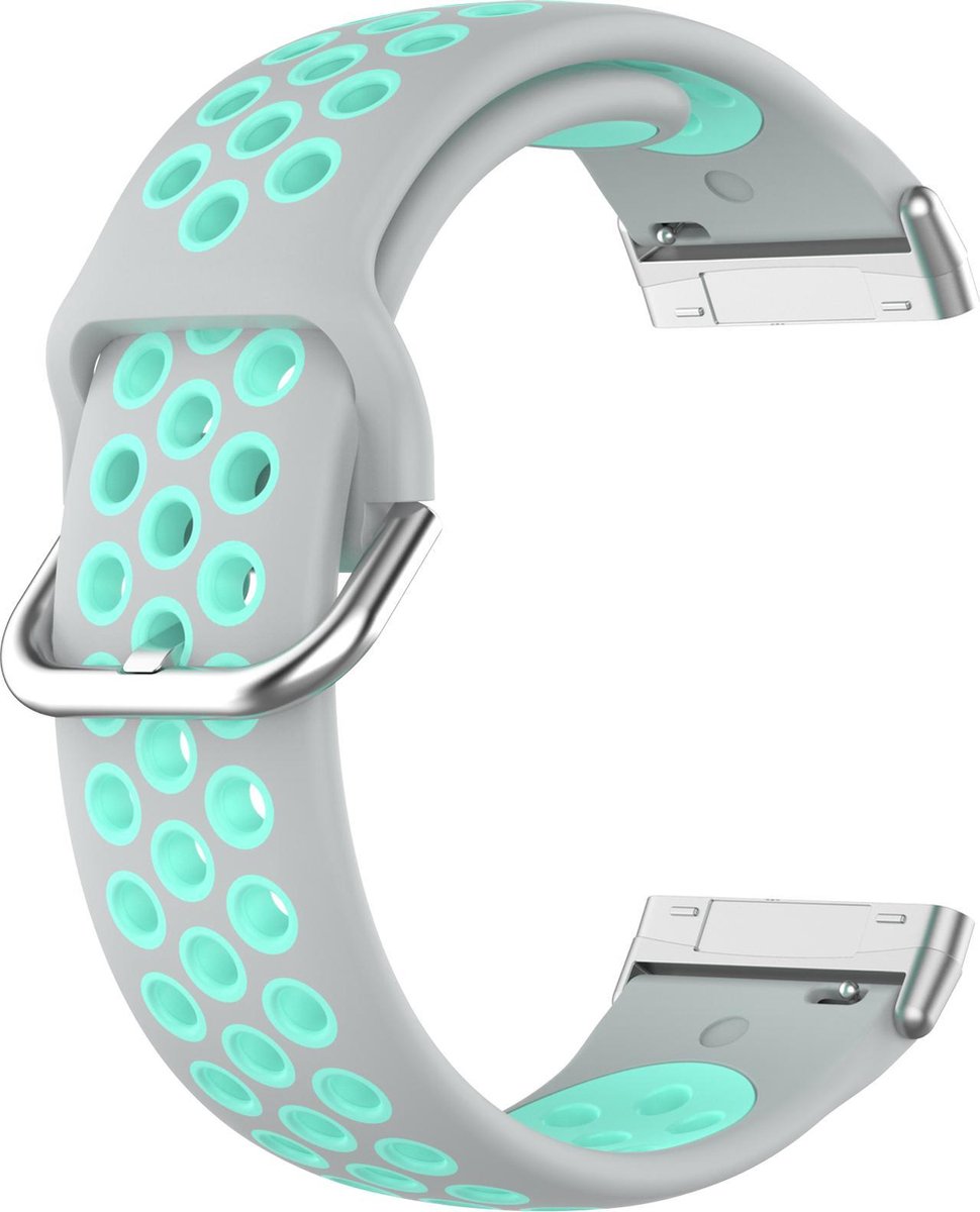YONO Bandje geschikt voor Fitbit Versa 3 / Sense - Sport Air - Grijs / Turquoise