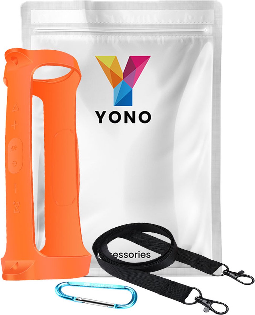YONO Siliconen Hoes geschikt voor JBL Charge 4 - Case met Draagriem en Clip - Beschermhoes - Oranje