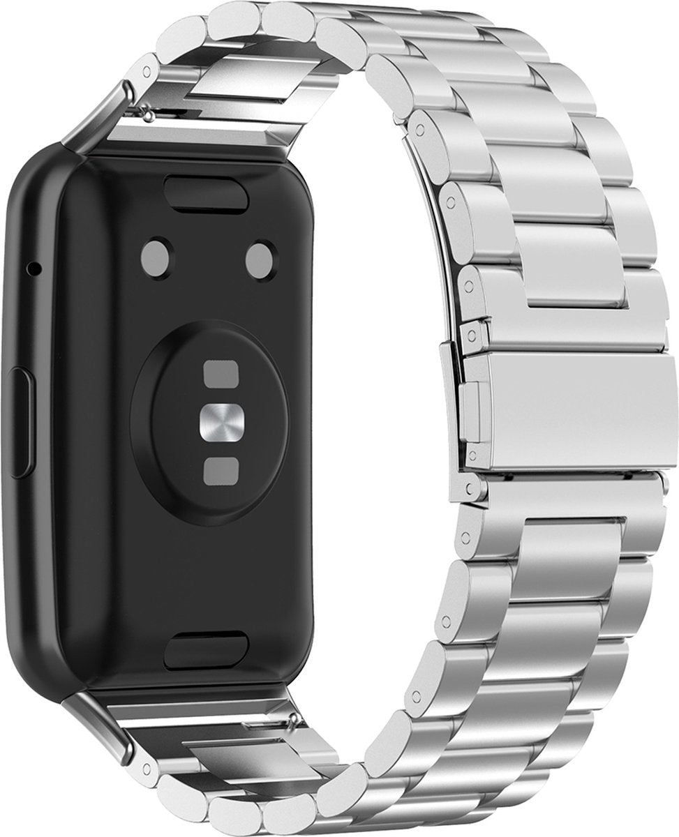YONO Schakel Bandje geschikt voor Huawei Watch Fit - Stalen RVS Armband - Zilver