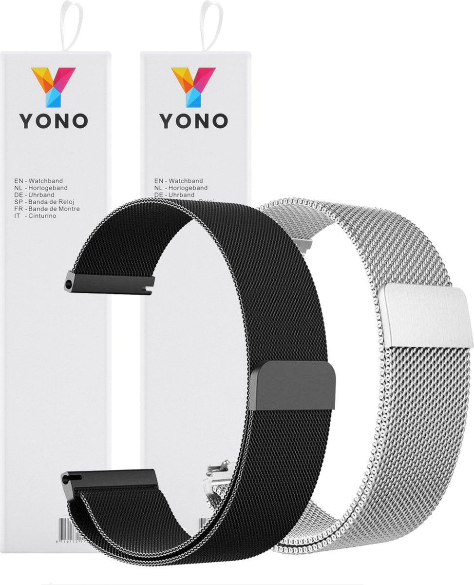 YONO Milanees Bandjes geschikt voor Samsung Galaxy Watch 6/5/4 - Zwart en Zilver - 2 Stuks