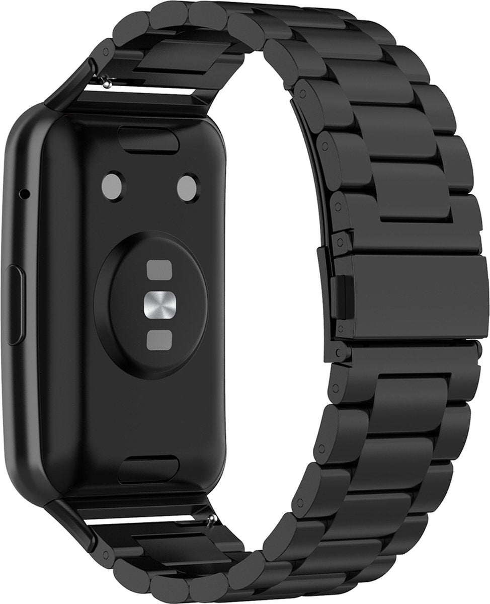 YONO Schakel Bandje geschikt voor Huawei Watch Fit - Stalen RVS Armband - Zwart