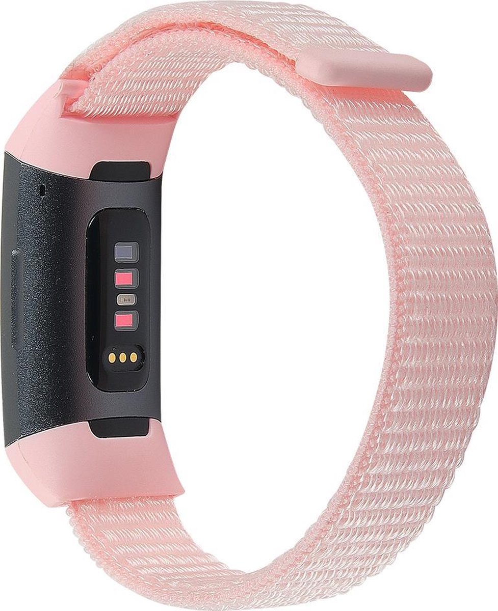 YONO Bandje geschikt voor Fitbit Charge 4/3 - Nylon – Roze
