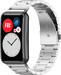 YONO Schakel Bandje geschikt voor Huawei Watch Fit - Stalen RVS Armband - Zilver