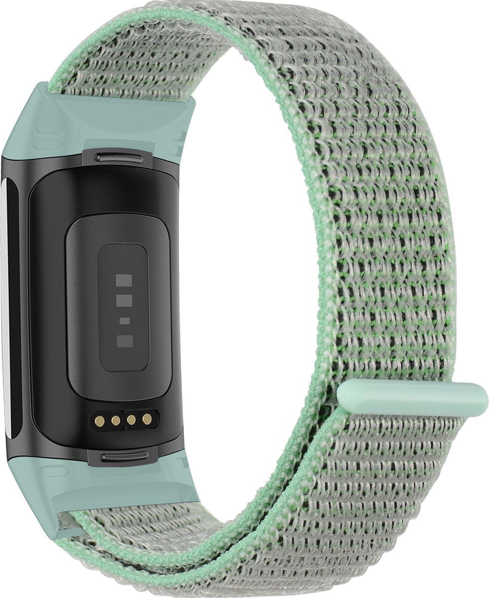 YONO Nylon Velcro Bandje geschikt voor Fitbit Charge 5 / 6 - Vervangende Armband Strap - Turquoise