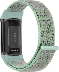 YONO Nylon Velcro Bandje geschikt voor Fitbit Charge 5 / 6 - Vervangende Armband Strap - Turquoise