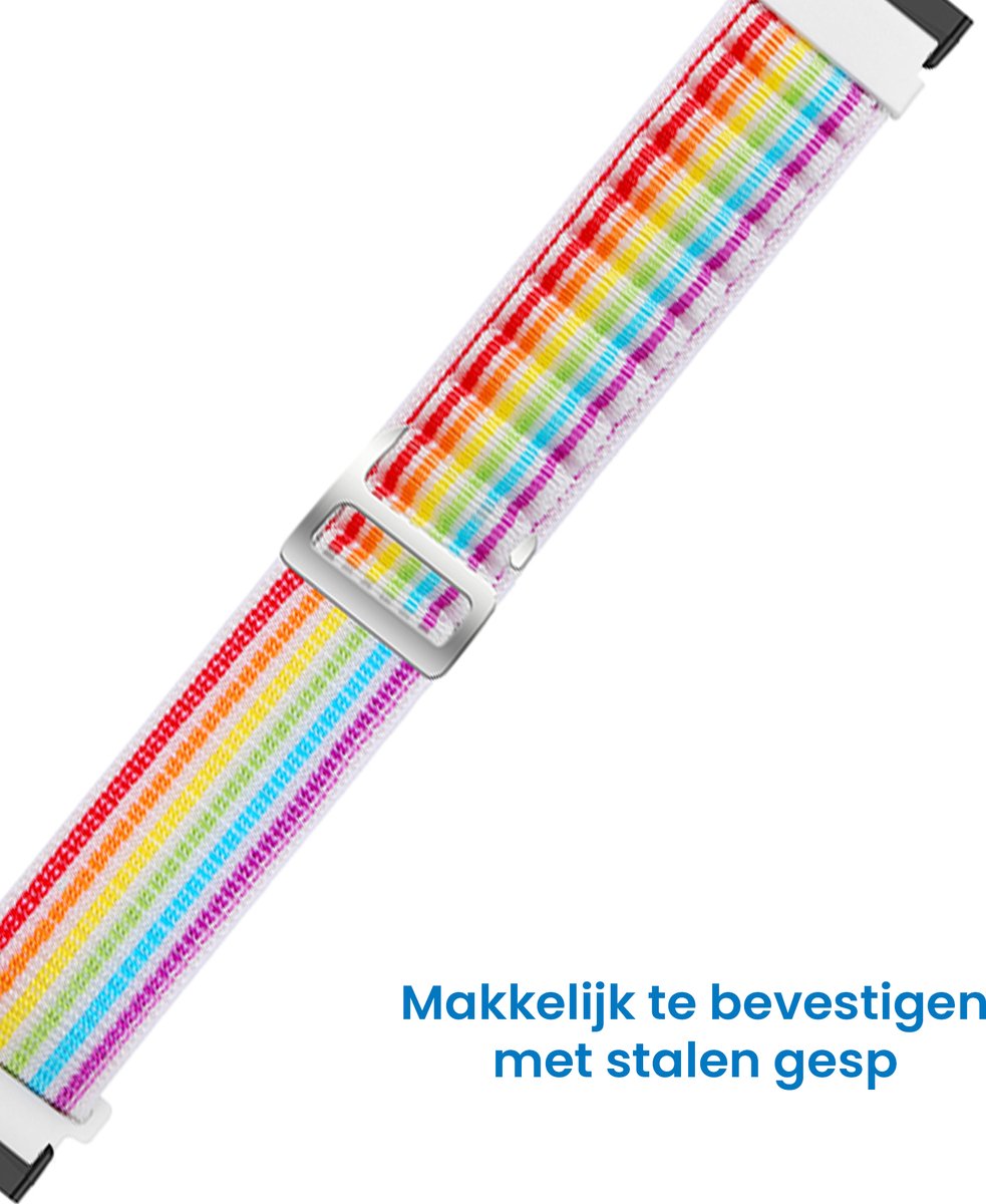YONO Nylon Loop Bandje geschikt voor Fitbit Versa 4 / Sense 2 - Regenboog