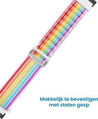 YONO Nylon Loop Bandje geschikt voor Fitbit Versa 4 / Sense 2 - Regenboog