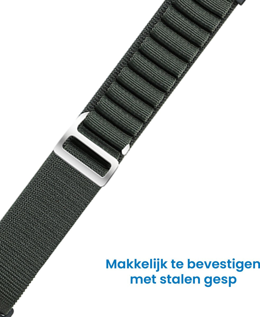 YONO Nylon Loop Bandje geschikt voor Fitbit Versa 4 / Sense 2 - Donkergroen