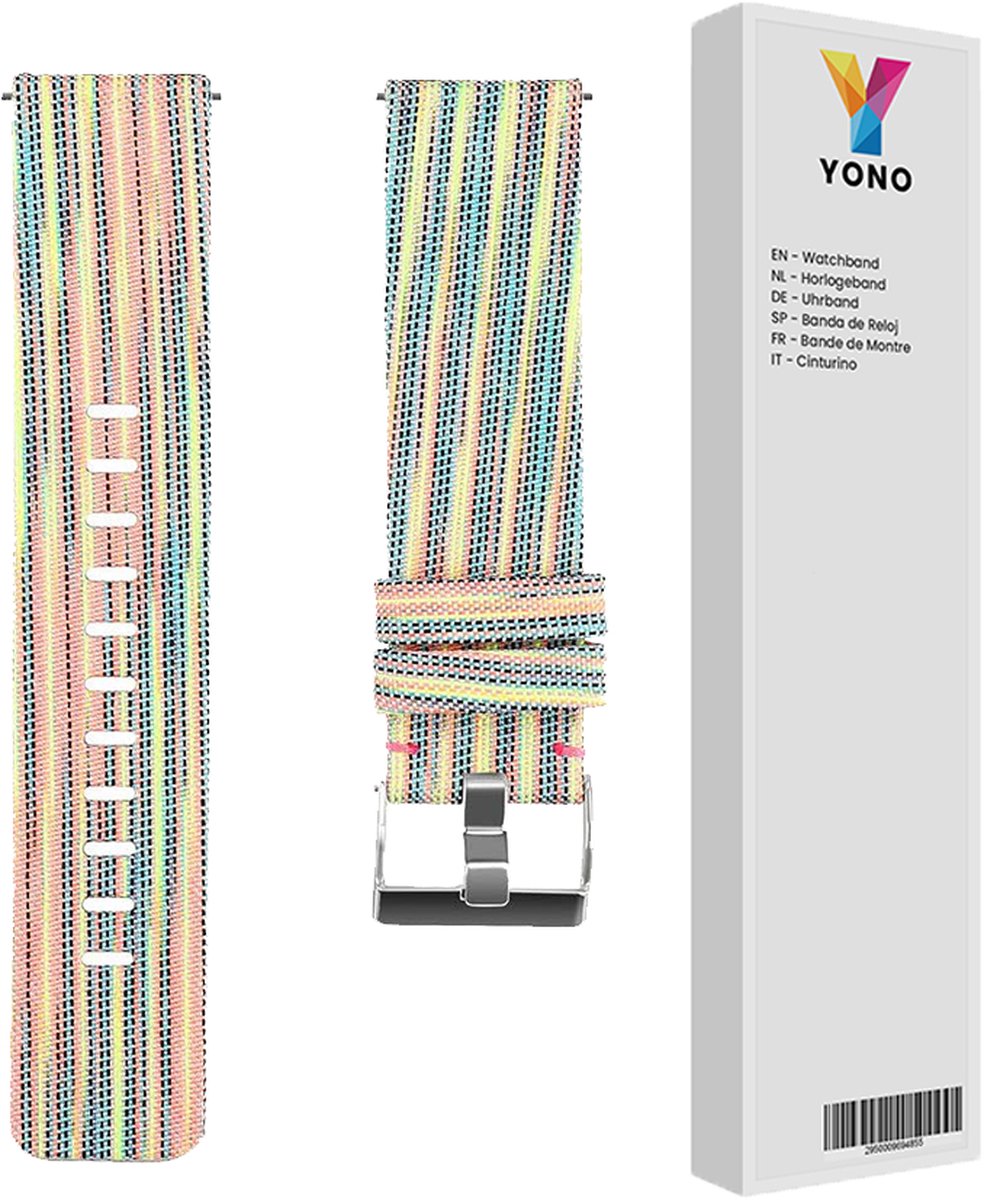 YONO Como Nylon Bandje geschikt voor Fitbit Versa 3 / Sense - Regenboog - Small