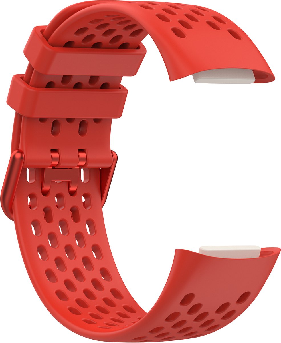 YONO Sport Air Bandje geschikt voor Fitbit Charge 5 / 6 - Vervangende Siliconen Armband Strap - Rood