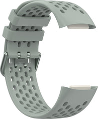 YONO Sport Air Bandje geschikt voor Fitbit Charge 5 / 6 - Vervangende Siliconen Armband Strap - Grijs