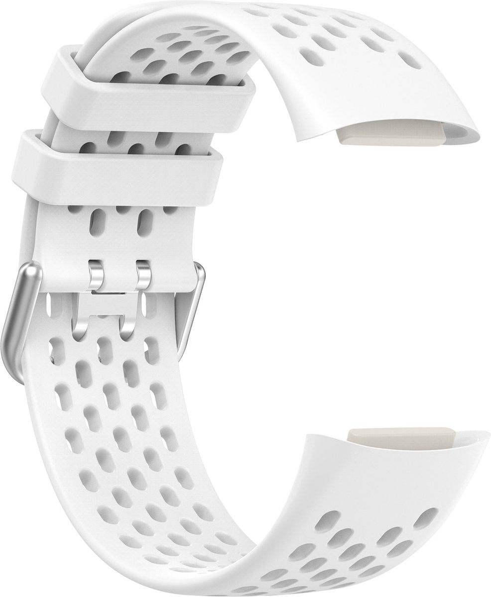 YONO Sport Air Bandje geschikt voor Fitbit Charge 5 / 6 - Vervangende Siliconen Armband Strap - Wit