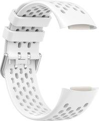 YONO Sport Air Bandje geschikt voor Fitbit Charge 5 / 6 - Vervangende Siliconen Armband Strap - Wit