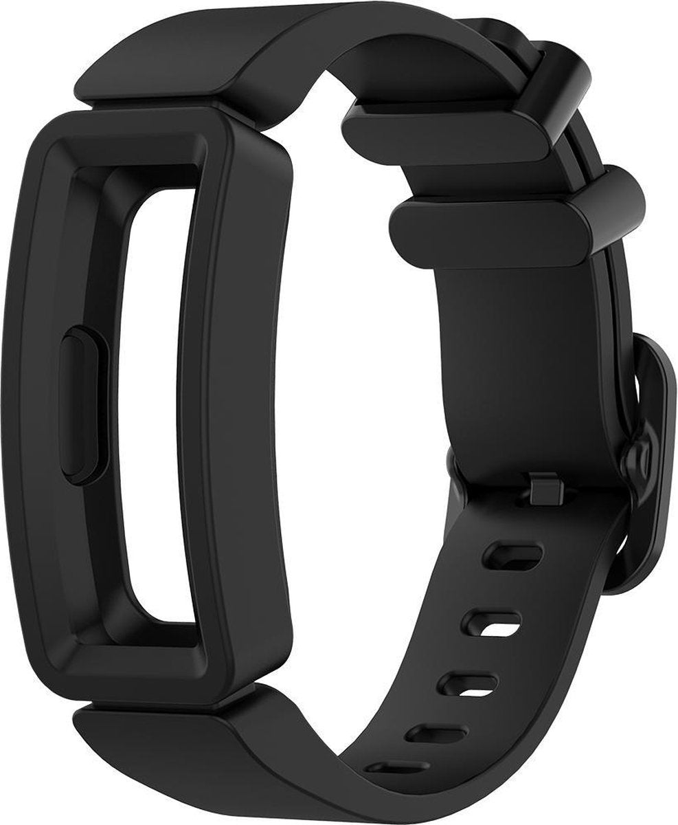 YONO Siliconen Bandje - Geschikt voor Fitbit Ace 2 Kids - Zwart