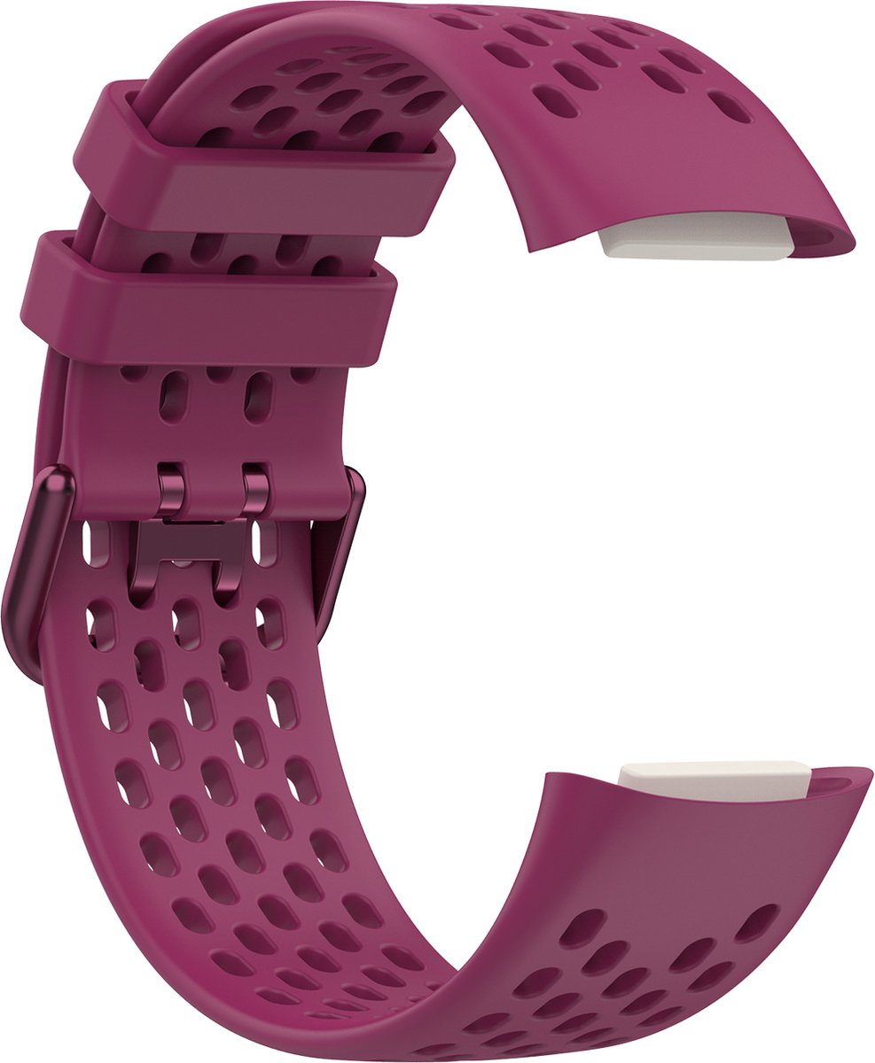 YONO Sport Air Bandje geschikt voor Fitbit Charge 5 / 6 - Vervangende Siliconen Armband Strap - Sangria