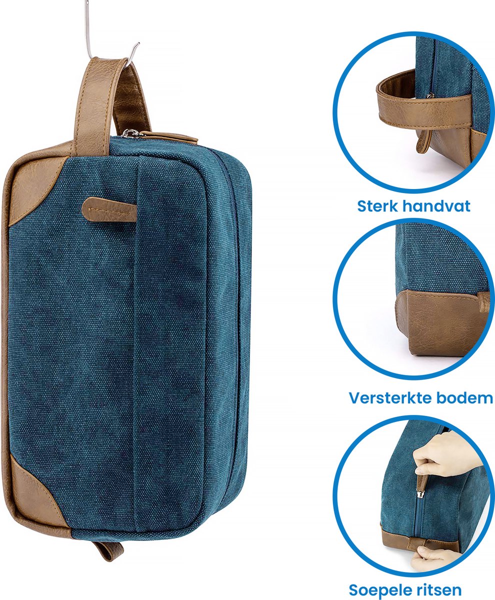 YONO Toilettas Heren - Travel Organizer Etui - Oxford Stof - Blauw