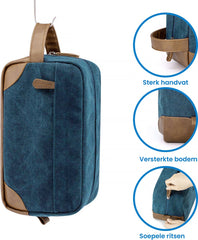 YONO Toilettas Heren - Travel Organizer Etui - Oxford Stof - Blauw
