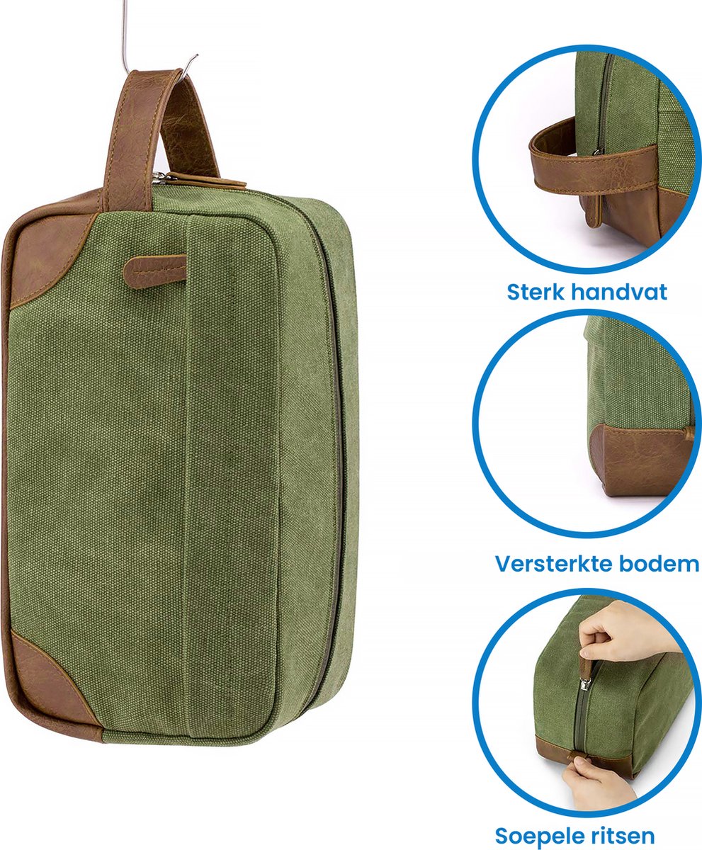 YONO Toilettas Heren - Travel Organizer Etui - Oxford Stof - Groen