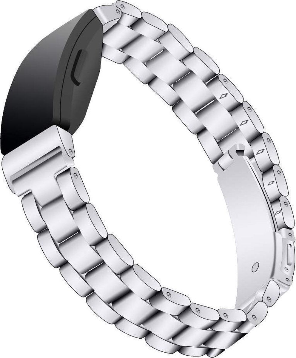YONO Bandje geschikt voor Fitbit Inspire/HR/2 - RVS Schakel band – Zilver